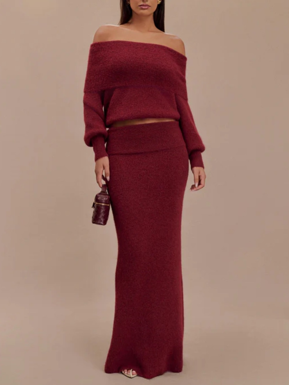NWOT Meshki Charlotte knit maxi skirt with overlay